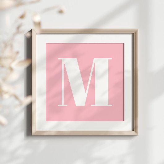 Poster Monogramme stylé gras rose et blanc