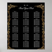 Poster Monogramme traditionnel Noir Crest Mariage classiq (Devant)