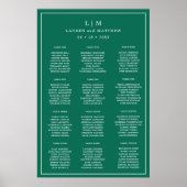 Poster Monogramme vert émeraude simple Mariage élégant (Devant)