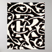 Poster Monogramme vintage R Art Nouveau (Devant)