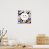 Poster Monogramme violet et mur d'or (Cuisine)