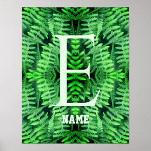 Poster Monogramme Vos Fougères Vertes Initiales Personnal