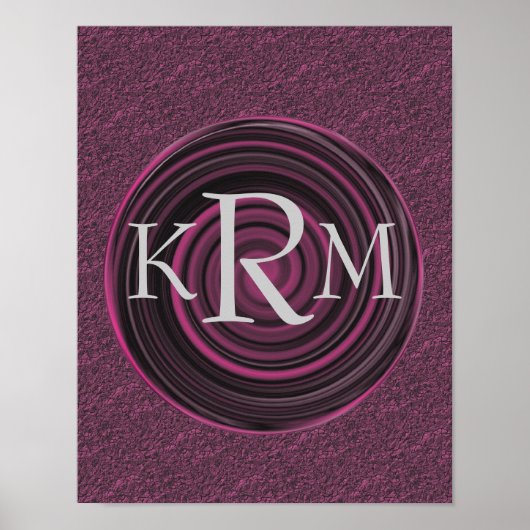 Poster Monogramme Vos Initiales Tourbillons De Prune Pers (Devant)