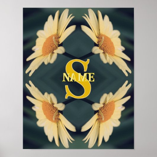 Poster Monogramme Votre Initial Nom Art De Marguerites (Devant)