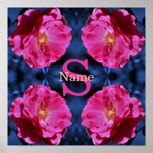Poster Monogramme Votre Initial Nom Rose Art Personnalisé