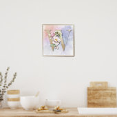 Poster Monogramme W Rose Blanche (Cuisine)