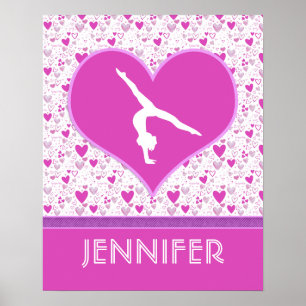 Poster Monogrammed Pink Lots o' Coeurs Gymnastique