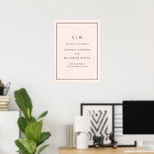 Poster Monographie rose pâle simple Mariage élégant (Bureau à domicile)