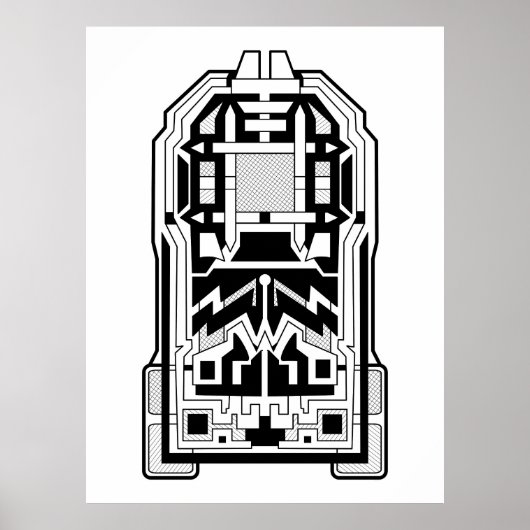 Poster Monolithe géométrique Abstrait noir et blanc (Devant)