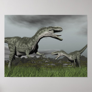 Poster Monolophosaurus hurlant - 3D rendent