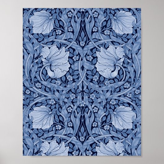 Poster Monotone bleu Pimpernel, William Morris (Devant)