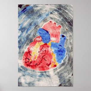Poster Monotype anatomique de coeur