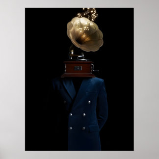 Poster Monsieur à tête gramophone