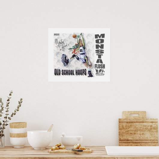 Poster Monsta Flush Dinosaur Basket (Cuisine)