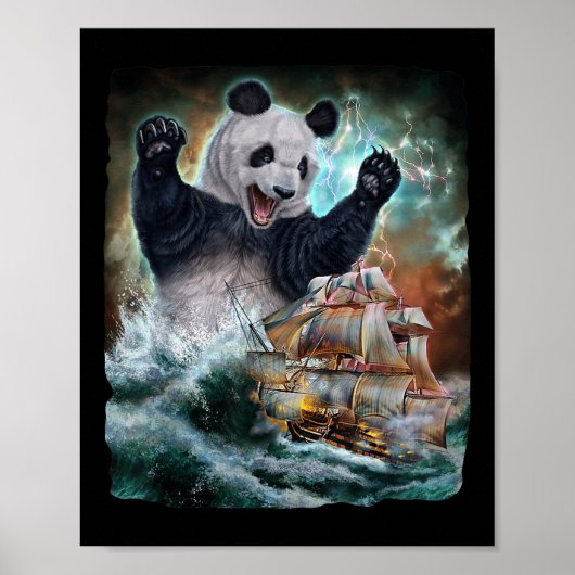 Poster Monster Giant Panda En Attaquant Un Bateau De Guer (Devant)