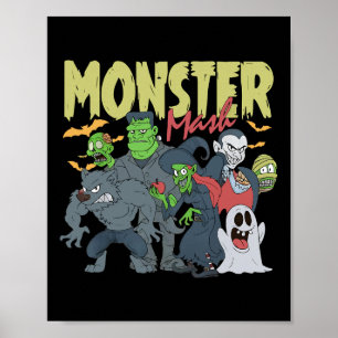 Poster Monster Mash Funny Halloween Saison Éffrayante Tri