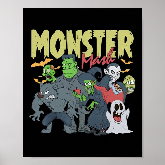 Poster Monster Mash Funny Halloween Saison Éffrayante Tri (Devant)
