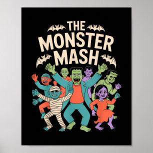 Poster Monster Mash Halloween Dance Party mignonne Retro