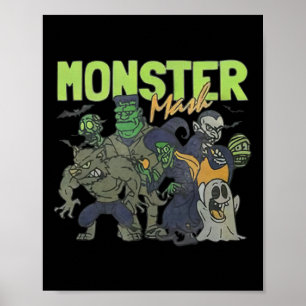 Poster Monster Mash Vintage Fantôme Halloween drôle