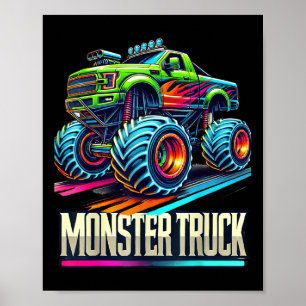 Poster Monster Truck Anniversaire Fête Retro Vintage Mons