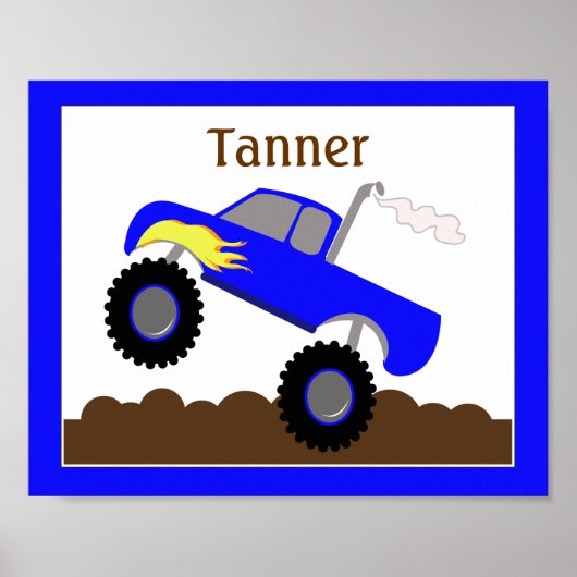 Poster Monster Truck (bleu) Customisé Nursery Art Imprime (Devant)