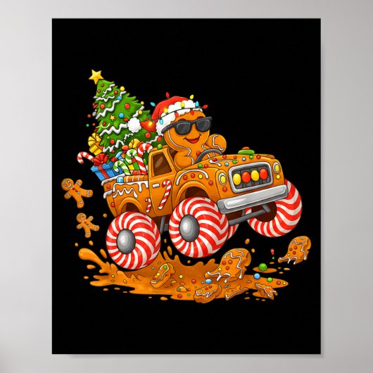 Poster Monster Truck Gingerbread Man Funny Christmas Baki (Devant)