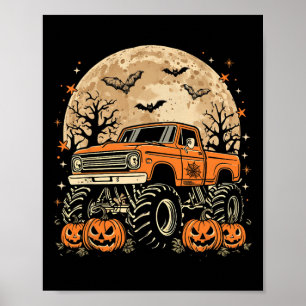 Poster Monster Truck Halloween Jack-o'-lantern Moon Pumpk