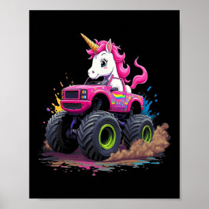 Poster Monster Truck Unicorn Anniversaire Party Monster T
