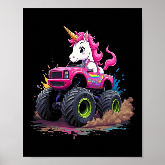 Poster Monster Truck Unicorn Anniversaire Party Monster T (Devant)
