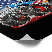 Poster Monster Truck Usa Drapeau Merica Hommes garçons 4 (Coin)