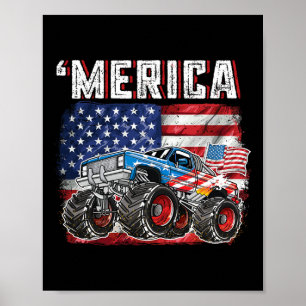 Poster Monster Truck Usa Drapeau Merica Hommes garçons 4 