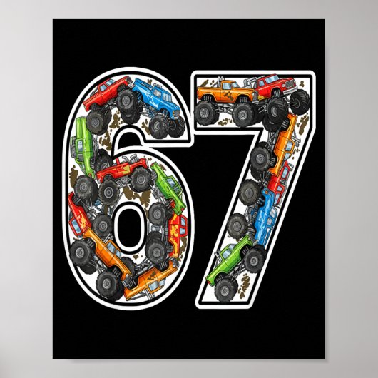 Poster Monster Trucks 67 Meme Funny Design For Boys Kids (Devant)