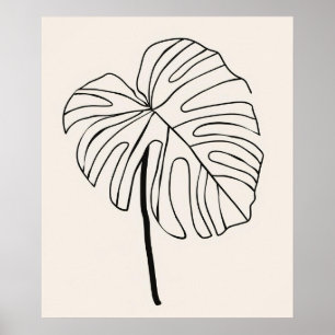 Poster Monstera feuille plante minimaliste ligne moderne