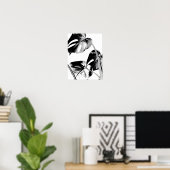 Poster monstera palm feuille tropical noir et blanc (Bureau à domicile)