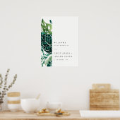 Poster Monstera Tropical Green Foliage Mariage Bienvenue (Cuisine)