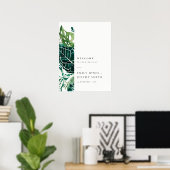 Poster Monstera Tropical Green Foliage Mariage Bienvenue (Bureau à domicile)