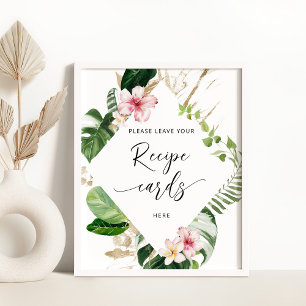 Poster Monstera tropical laisse ta carte de recette ici