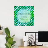 Poster Monstera Tropical Rayures Sarcelle Citation de Soi (Bureau à domicile)
