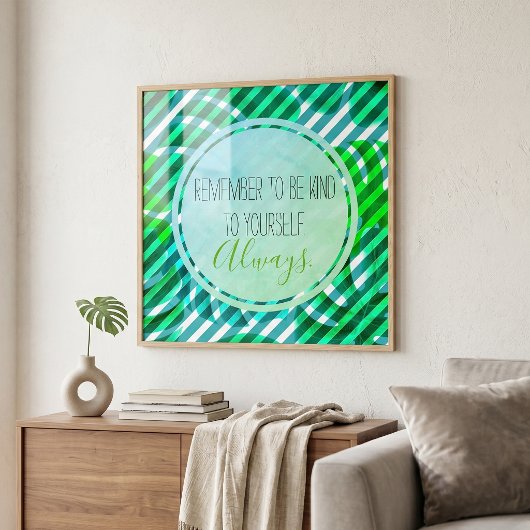 Poster Monstera Tropical Rayures Sarcelle Citation de Soi