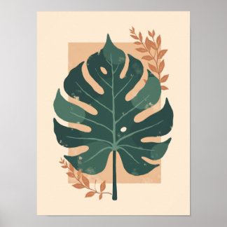 Poster Monstère Boho minimaliste Feuille d'art