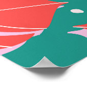 Poster Monstère rouge : motif tropical vert (Coin)