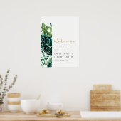 Poster Monstère Tropical Green Foliage Mariage Bienvenue  (Cuisine)