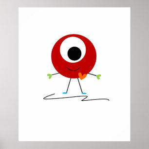 Poster Monstre Amical Rouge