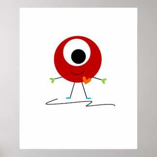 Poster Monstre Amical Rouge