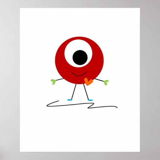 Poster Monstre Amical Rouge (Devant)