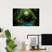 Poster Monstre caché effrayant dans la forêt tropicale (Bureau à domicile)