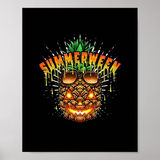 Poster Monstre d'ananas tropical Halloween classique (Devant)