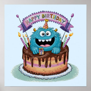 Poster Monstre d'anniversaire
