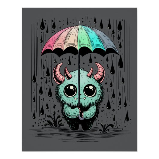 Poster Monstre dans la pluie (Devant)