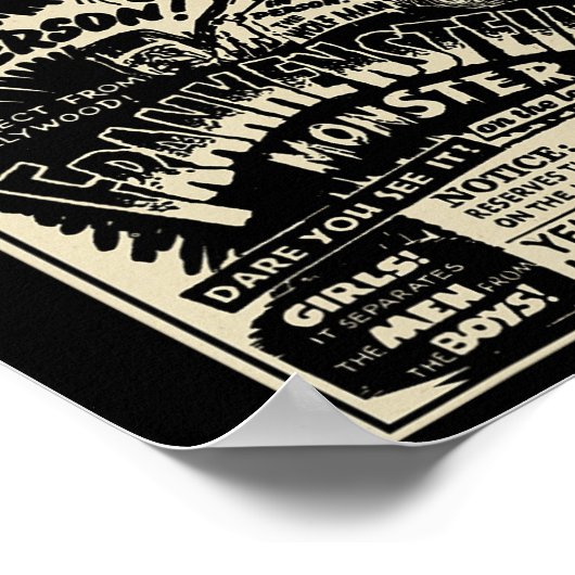 Poster Monstre de film d'horreur Mummy Dracula Werewolf F (Coin)